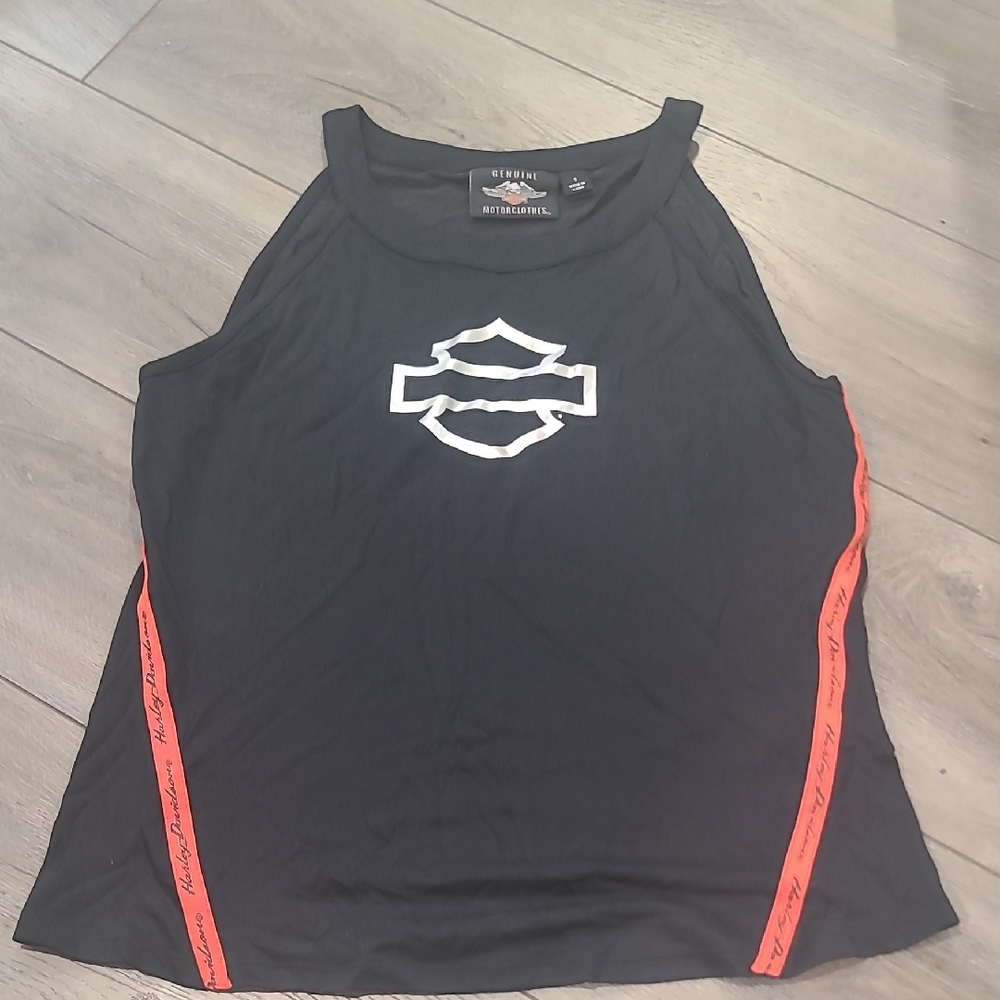 Harley-Davidson Black Logo Tank with Orange Side Stripes